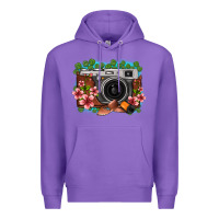 Purple floral lotus leaf film roll vintage camera Premium Hoodie - FaDigitalArtStudio