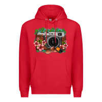 Red floral lotus leaf film roll vintage camera Premium Hoodie - FaDigitalArtStudio