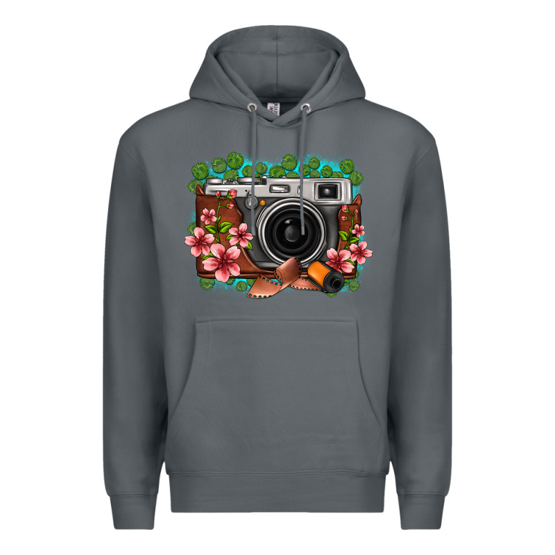 Floral Lotus Leaf Film Roll Vintage Camera Premium Hoodie by FaDigitalArtStudio | Teevron