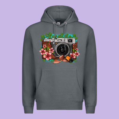 Floral Lotus Leaf Film Roll Vintage Camera Premium Hoodie Designed By Fadigitalartstudio
