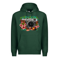 Sports Green floral lotus leaf film roll vintage camera Premium Hoodie - FaDigitalArtStudio