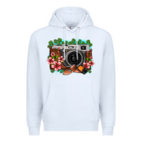 White floral lotus leaf film roll vintage camera Premium Hoodie - FaDigitalArtStudio