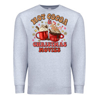 Heather Grey hot cocoa and christmas movies Premium Sweatshirt - MaliasSmallBusiness