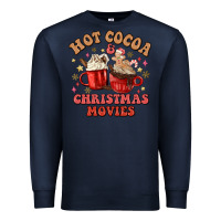 Navy hot cocoa and christmas movies Premium Sweatshirt - MaliasSmallBusiness