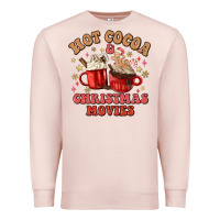 Pale Pink hot cocoa and christmas movies Premium Sweatshirt - MaliasSmallBusiness