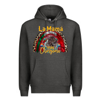 Charcoal Heather la mama mas chingona Premium Hoodie - RacoonDesign