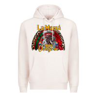 Pale Pink la mama mas chingona Premium Hoodie - RacoonDesign