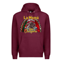 Burgundy la mama mas chingona Premium Hoodie - RacoonDesign