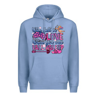 Colony Blue why fall in love when you can fall asleep Premium Hoodie - OliviaCreatesArt