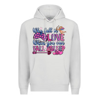 Dove Grey why fall in love when you can fall asleep Premium Hoodie - OliviaCreatesArt