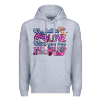 Heather Grey why fall in love when you can fall asleep Premium Hoodie - OliviaCreatesArt
