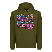 Army Green why fall in love when you can fall asleep Premium Hoodie - OliviaCreatesArt