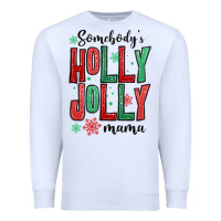 White somebodys holly jolly mama Premium Sweatshirt - MaliasSmallBusiness