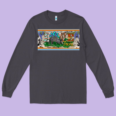 Love Texas Armadillo License Plate Long Sleeve Tee Designed By Barkaloodesign