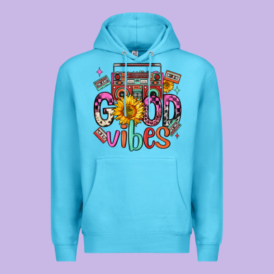 Good Vibes Cassette Boombox Premium Hoodie Designed By Fadigitalartstudio
