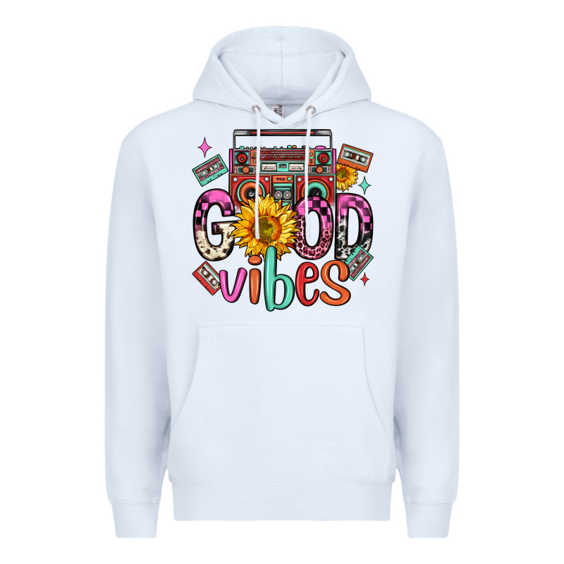 Good Vibes Cassette Boombox Premium Hoodie by FaDigitalArtStudio | Teevron
