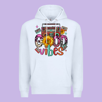 Good Vibes Cassette Boombox Premium Hoodie Designed By Fadigitalartstudio