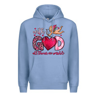 Colony Blue with god all things are possible Premium Hoodie - OliviaCreatesArt