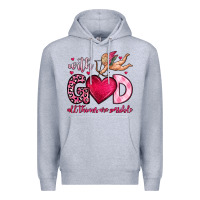 Heather Grey with god all things are possible Premium Hoodie - OliviaCreatesArt