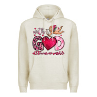 Oatmeal Heather with god all things are possible Premium Hoodie - OliviaCreatesArt