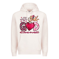 Pale Pink with god all things are possible Premium Hoodie - OliviaCreatesArt