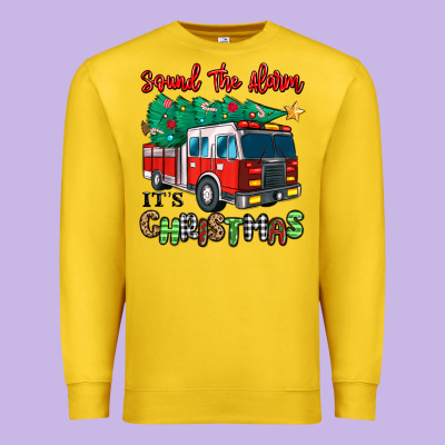 Premium Sweatshirt sound the alarm its christmas fire truck