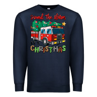 Navy sound the alarm its christmas fire truck Premium Sweatshirt - MaliasSmallBusiness
