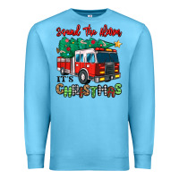 Ocean Blue sound the alarm its christmas fire truck Premium Sweatshirt - MaliasSmallBusiness