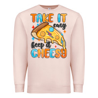 Pale Pink take it easy keep it cheesy Premium Sweatshirt - MaliasSmallBusiness