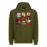 Army Green hallothanksmas halloween thanksgiving  christmas wine Premium Hoodie - FaDigitalArtStudio