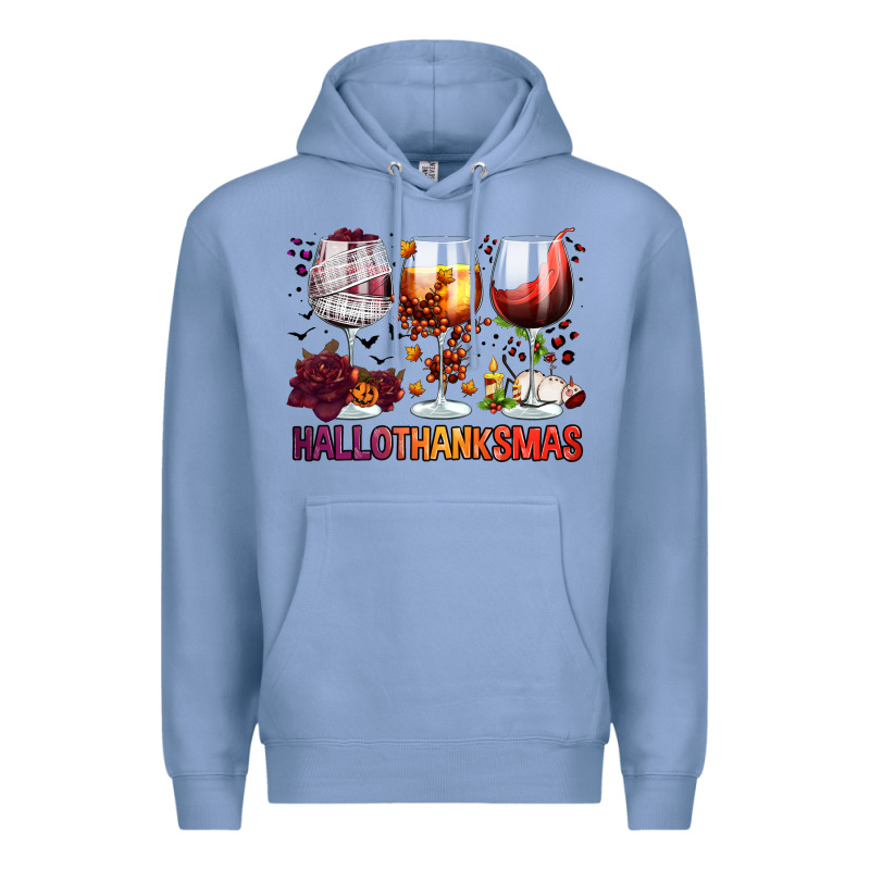 Hallothanksmas Halloween Thanksgiving  Christmas Wine Premium Hoodie by FaDigitalArtStudio | Teevron