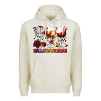 Oatmeal Heather hallothanksmas halloween thanksgiving  christmas wine Premium Hoodie - FaDigitalArtStudio