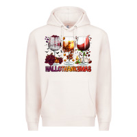 Pale Pink hallothanksmas halloween thanksgiving  christmas wine Premium Hoodie - FaDigitalArtStudio