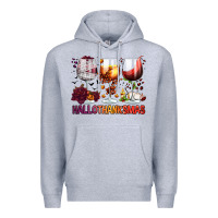 Heather Grey hallothanksmas halloween thanksgiving  christmas wine Premium Hoodie - FaDigitalArtStudio