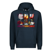 Navy hallothanksmas halloween thanksgiving  christmas wine Premium Hoodie - FaDigitalArtStudio