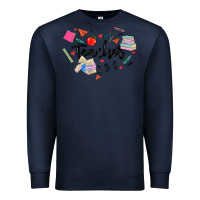 Navy teacher heart Premium Sweatshirt - MaliasSmallBusiness