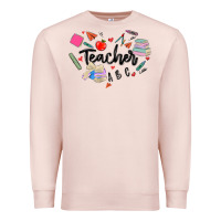 Pale Pink teacher heart Premium Sweatshirt - MaliasSmallBusiness