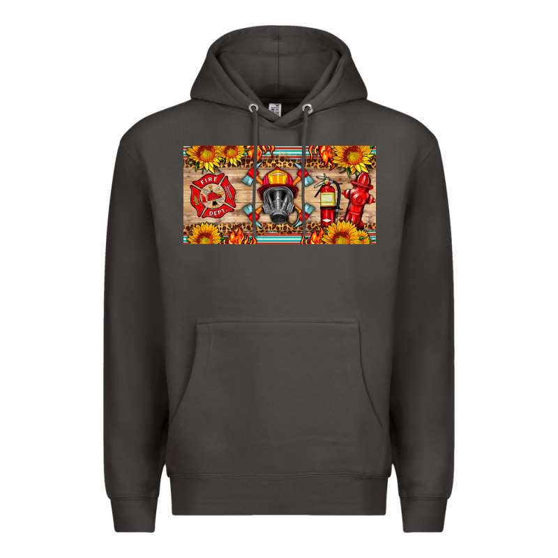 Firefighter Air Mask Sunflower And Elementary License Plate Premium Hoodie by HRA Design Shop | Teevron