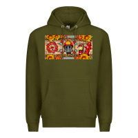 Army Green firefighter air mask sunflower and elementary license plate Premium Hoodie - HRA Design Shop