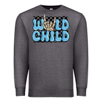 Charcoal Heather wild child blue skeleton Premium Sweatshirt - MaliasSmallBusiness