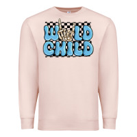 Pale Pink wild child blue skeleton Premium Sweatshirt - MaliasSmallBusiness
