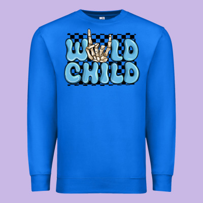 Premium Sweatshirt wild child blue skeleton