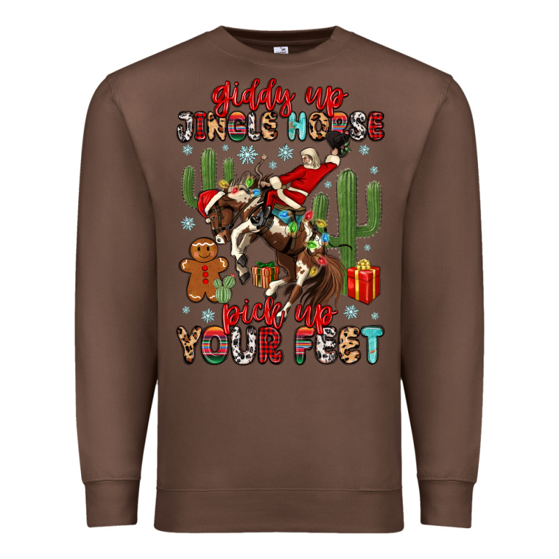 Giddy Up Jingle Horse Pick Up Your Feet Premium Sweatshirt by MaliasSmallBusiness | Teevron