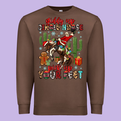 Premium Sweatshirt giddy up jingle horse pick up your feet