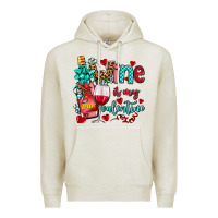 Oatmeal Heather wine is my valentine olivia Premium Hoodie - OliviaCreatesArt