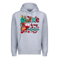 Heather Grey wine is my valentine olivia Premium Hoodie - OliviaCreatesArt
