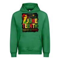 Emerald juneteenth fist free ish since 1865 with background Urban Hoodie - HRA Design Shop