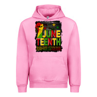 Fuchsia Pink juneteenth fist free ish since 1865 with background Urban Hoodie - HRA Design Shop