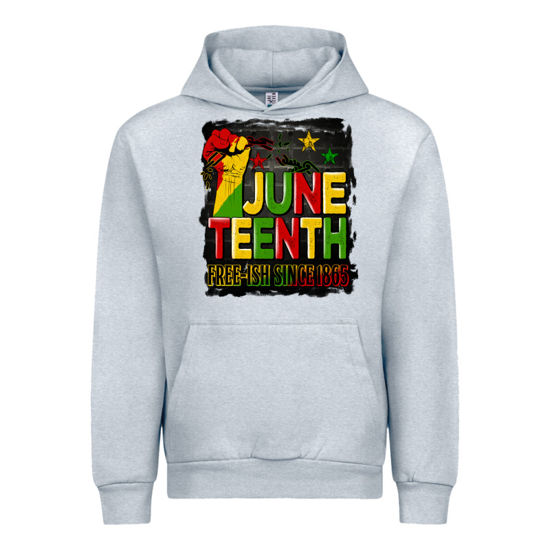 Juneteenth Fist Free Ish Since 1865 With Background Urban Hoodie by HRA Design Shop | Teevron