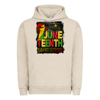 Pigment French Oak juneteenth fist free ish since 1865 with background Urban Hoodie - HRA Design Shop